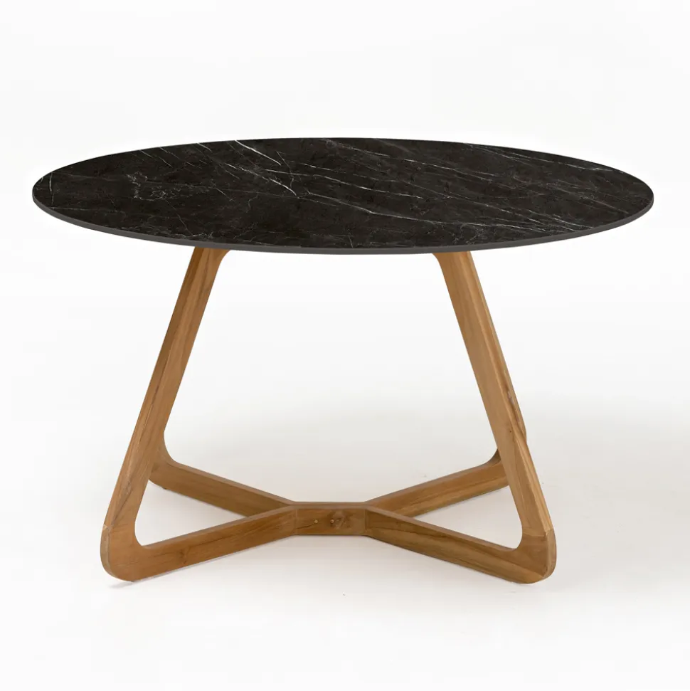 Tavolo Rotondo da Esterno in Ceramica Nero Marquinia Made in Italy - Pegaso