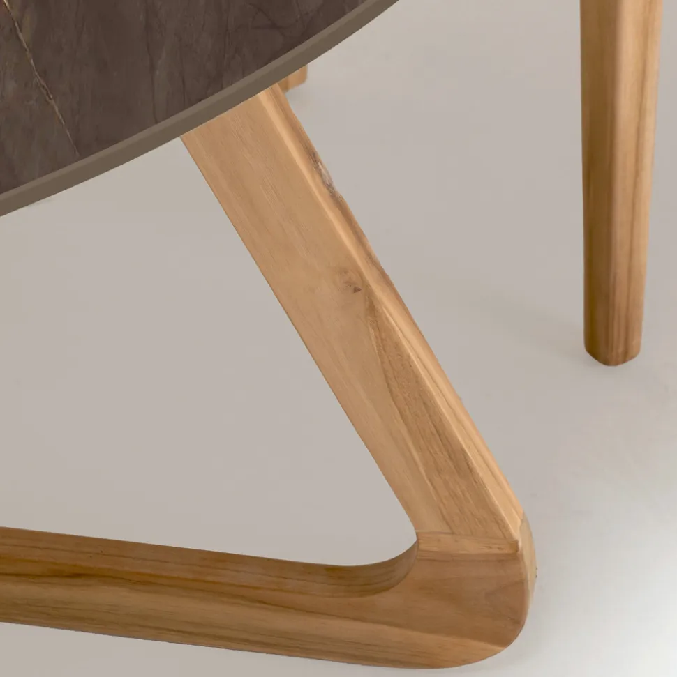 Tavolo Rotondo da Esterno in Ceramica Pulpis Brown Made in Italy - Pegaso