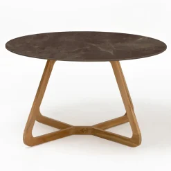 Tavolo Rotondo da Esterno in Ceramica Pulpis Brown Made in Italy - Pegaso