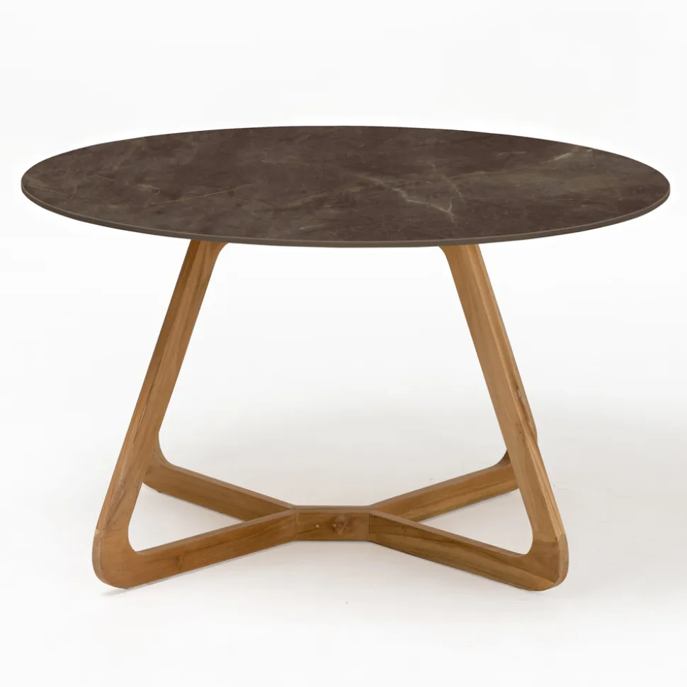 Tavolo Rotondo da Esterno in Ceramica Pulpis Brown Made in Italy - Pegaso