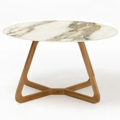Tavolo Rotondo da Esterno in Ceramica Calacatta Hermitage Made in Italy - Pegaso