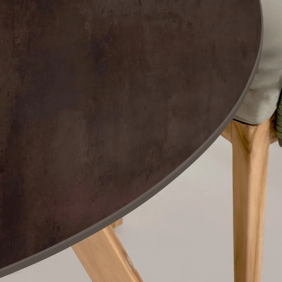 Tavolo Rotondo da Esterno in Ceramica Metal Corten Made in Italy - Pegaso