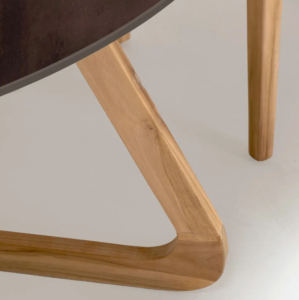 Tavolo Rotondo da Esterno in Ceramica Metal Corten Made in Italy - Pegaso
