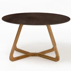 Tavolo Rotondo da Esterno in Ceramica Metal Corten Made in Italy - Pegaso