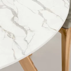 Tavolo Rotondo da Esterno in Ceramica Calacatta Oro Made in Italy - Pegaso