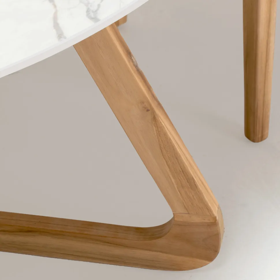 Tavolo Rotondo da Esterno in Ceramica Calacatta Oro Made in Italy - Pegaso