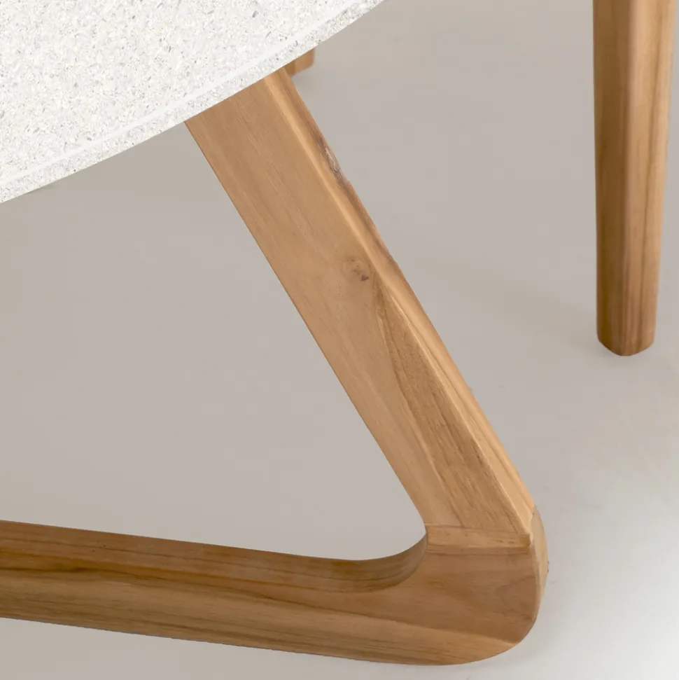 Tavolo Rotondo da Esterno in Ceramica Terrazzo White Made in Italy - Pegaso
