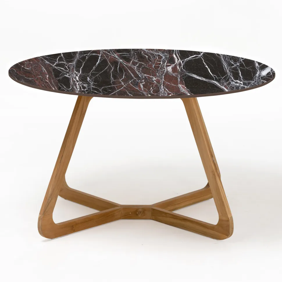 Tavolo Rotondo da Esterno in Ceramica Rosso Domus Made in Italy - Pegaso