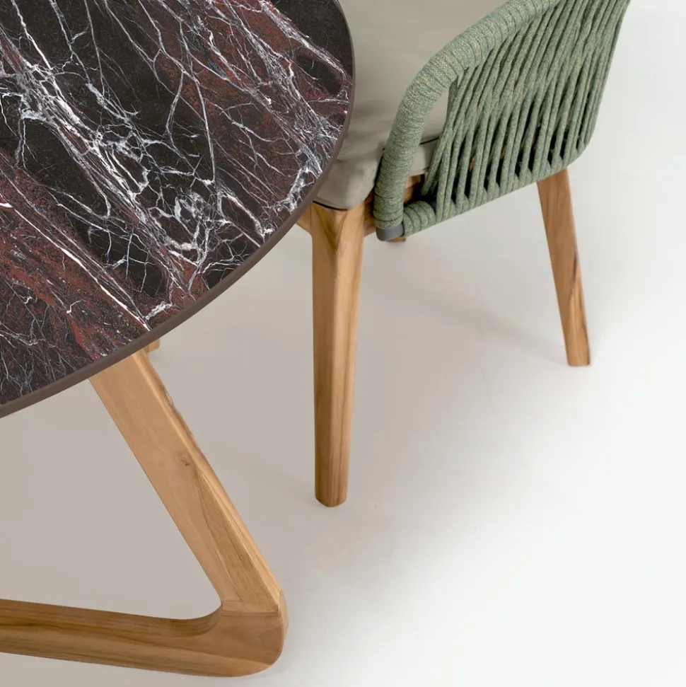 Tavolo Rotondo da Esterno in Ceramica Rosso Domus Made in Italy - Pegaso