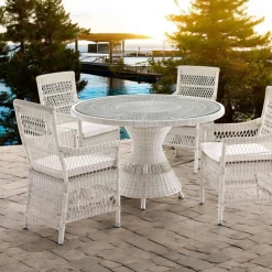 Tavolo Rotondo da Giardino con 4 Poltroncine con Braccioli - Gigi