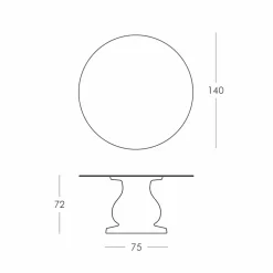Tavolo Rotondo Design Classico in HPL, diametro 140cm - Ottocento