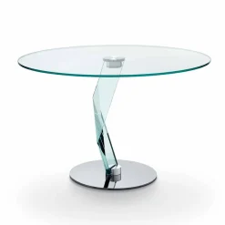 Tavolo Rotondo di Design Moderno in Vetro Extrachiaro Made in Italy – Akka