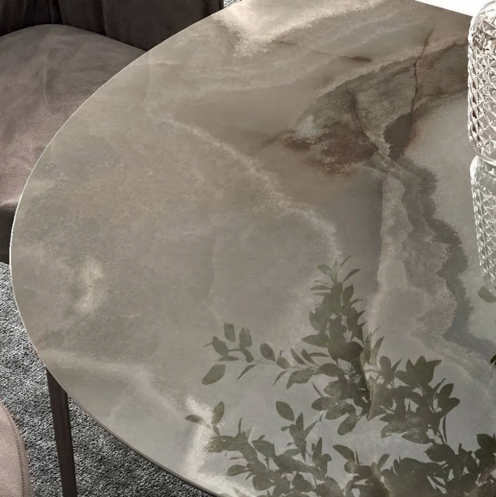 Tavolo Rotondo Fisso in Ceramica e Acciaio Made in Italy - Forbici