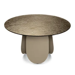 Tavolo Rotondo in Vetro Martellato Retroargentato Made in Italy - Almo