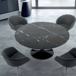 Tavolo Rotondo Moderno in Marmo di Carrara e Marquinia Made in Italy – Dollars