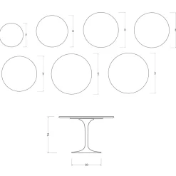 Tavolo Rotondo Tulip Saarinen H 74 cm in Ceramica Florim Statuario Opaco - Scarlet