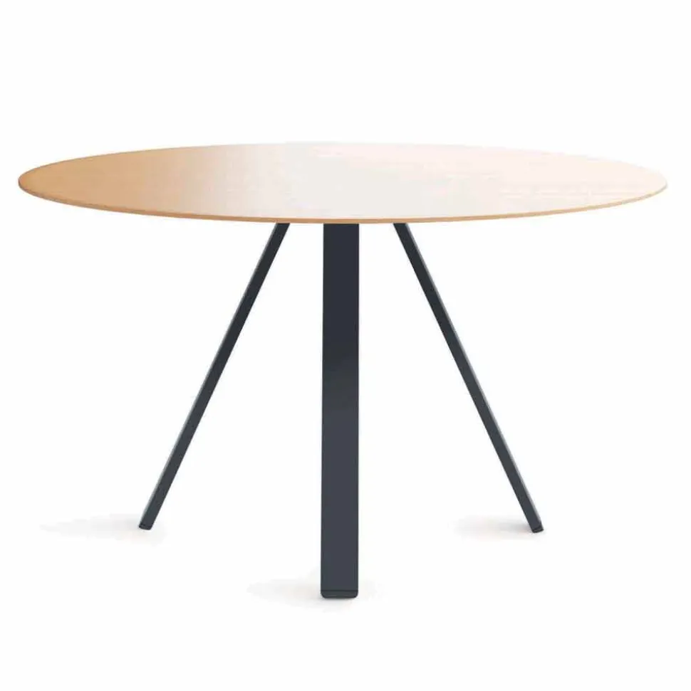Tavolo Sala da Pranzo Tondo in Metallo e MDF Made in Italy - Cornelius