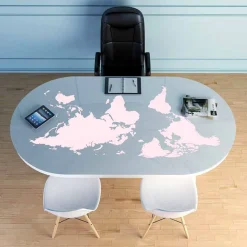 Tavolo scrivania moderno con piano in vetro made in Italy, Pontida