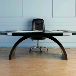 Tavolo scrivania moderno con piano in vetro made in Italy, Pontida