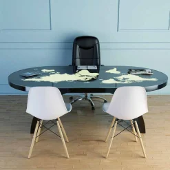 Tavolo scrivania moderno con piano in vetro made in Italy, Pontida