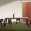Tavolo Soggiorno Moderno in Acciaio con Piano in Marmo di Design - Aronte