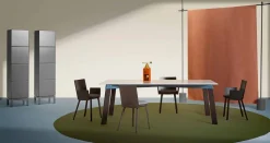 Tavolo Soggiorno Moderno in Acciaio con Piano in Marmo di Design - Aronte