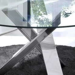 Tavolo tondo di design D 130 piano in cristallo made in Italy Cristal