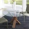 Tavolo tondo di design D 150 piano in cristallo made in Italy Cristal