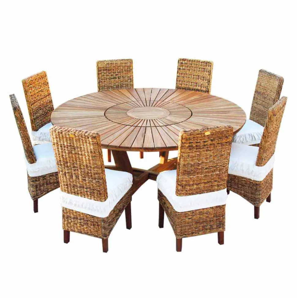 Tavolo tondo in teak e massello Real Table