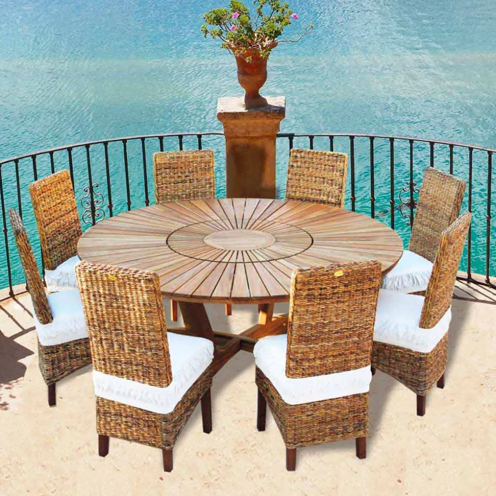Tavolo tondo in teak e massello Real Table