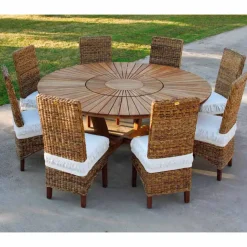 Tavolo tondo in teak e massello Real Table