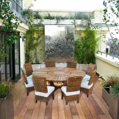 Tavolo tondo in teak e massello Real Table