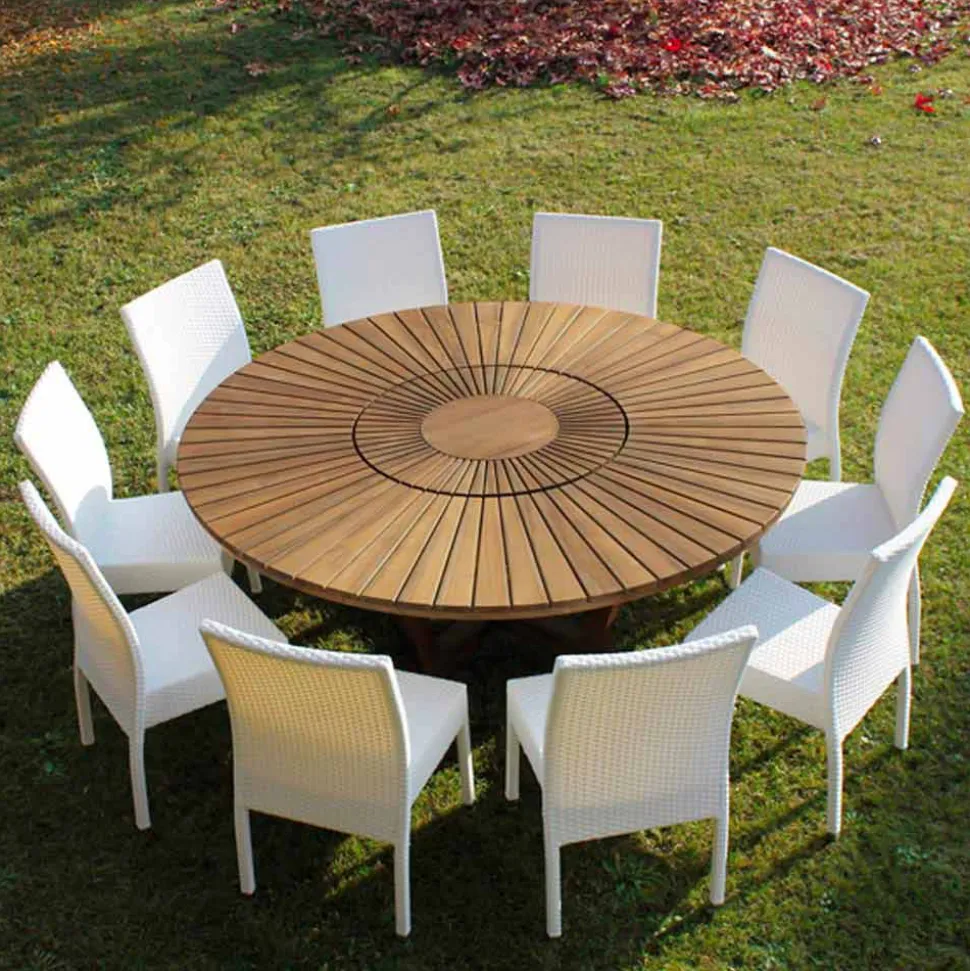 Tavolo tondo in teak e massello Real Table