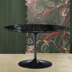 Tavolo Tulip Eero Saarine H 74 con Piano Rotondo in Marmo Verde Alpi - Scarlet