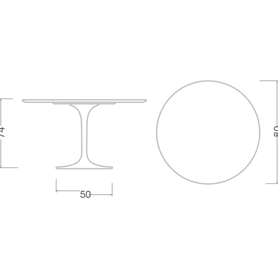 Tavolo Tulip Eero Saarinen H 74 con Piano in Laminato Liquido Bianco Made in Italy - Scarlet