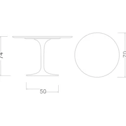 Tavolo Tulip Eero Saarinen H 74 con Piano in Laminato Liquido Bianco Made in Italy - Scarlet