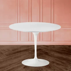 Tavolo Tulip Eero Saarinen H 74 con Piano in Laminato Liquido Bianco Made in Italy - Scarlet