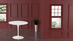 Tavolo Tulip Eero Saarinen H 74 con Piano in Laminato Liquido Bianco Made in Italy - Scarlet