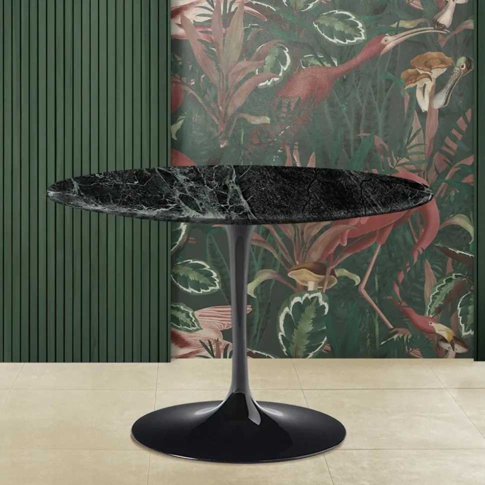 Tavolo Tulip Eero Saarinen H 74 con Piano in Marmo Verde Alpi Made in Italy - Scarlet