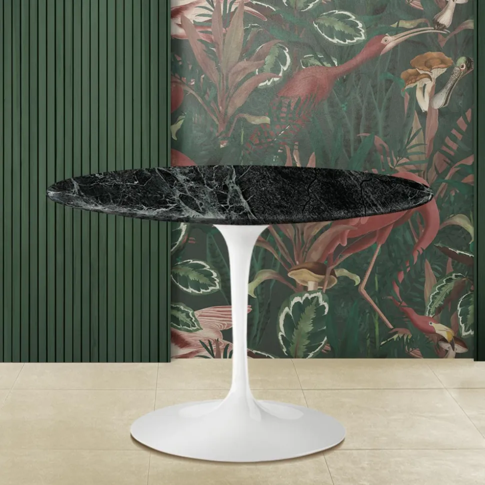 Tavolo Tulip Eero Saarinen H 74 con Piano in Marmo Verde Alpi Made in Italy - Scarlet
