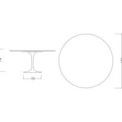 Tavolo Tulip Eero Saarinen H 74 con Piano in MDF Laminato Liquido Bianco - Scarlet