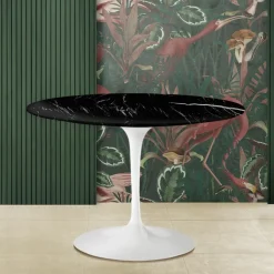 Tavolo Tulip Eero Saarinen H 74 con Piano in Marmo Nero Marquinia Made in Italy - Scarlet