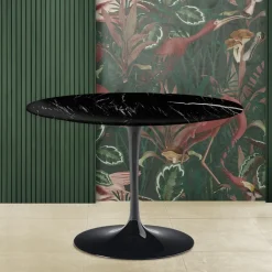 Tavolo Tulip Eero Saarinen H 74 con Piano in Marmo Nero Marquinia Made in Italy - Scarlet
