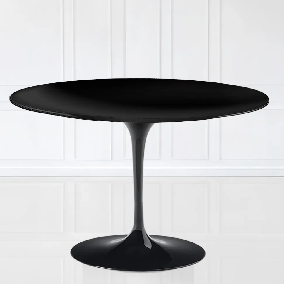 Tavolo Tulip Eero Saarinen H 74 con Piano in MDF Laminato Liquido Nero - Scarlet