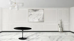 Tavolo Tulip Eero Saarinen H 74 con Piano in Laminato Liquido Nero Made in Italy - Scarlet