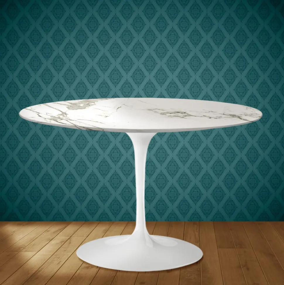 Tavolo Tulip Eero Saarinen H 74 in Ceramica Aura 22 Made in Italy - Scarlet