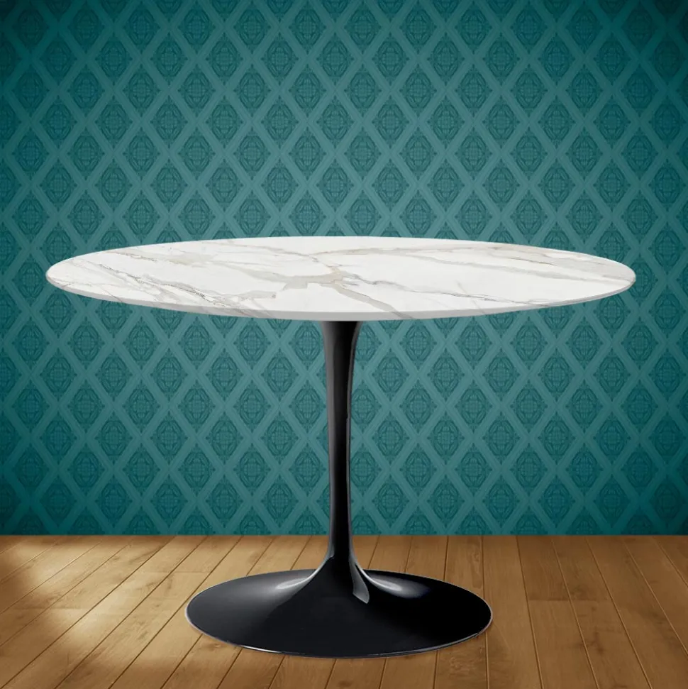 Tavolo Tulip Eero Saarinen H 74 in Ceramica Morpheus Made in Italy - Scarlet