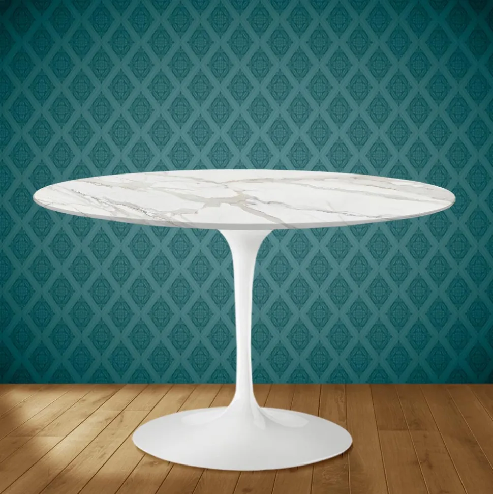 Tavolo Tulip Eero Saarinen H 74 in Ceramica Morpheus Made in Italy - Scarlet