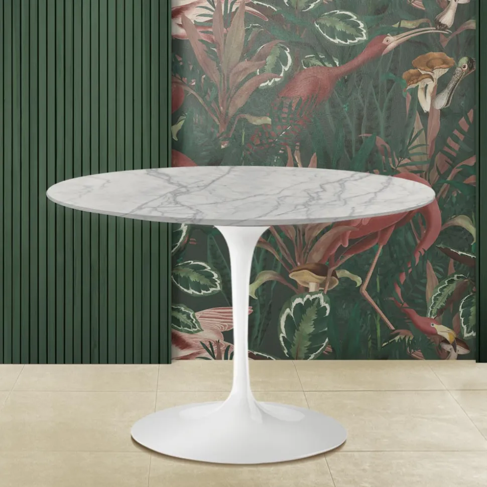 Tavolo Tulip Eero Saarinen H 74 in Marmo di Carrara Statuarietto Made in Italy - Scarlet