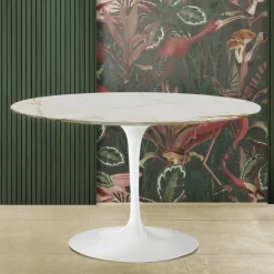 Tavolo Tulip Eero Saarinen H 74 in Marmo Calacatta Oro Realizzato in Italia - Scarlet